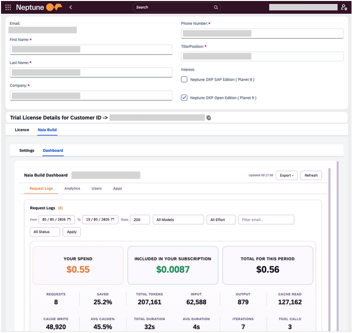 naia build dashboard