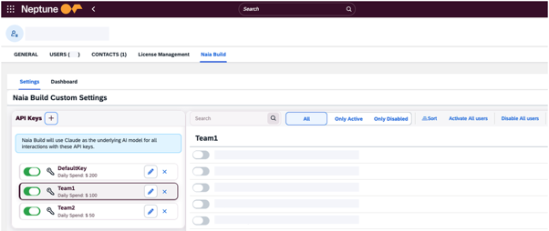 naia build multiple key support