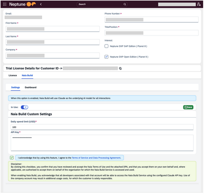 naia build personal account