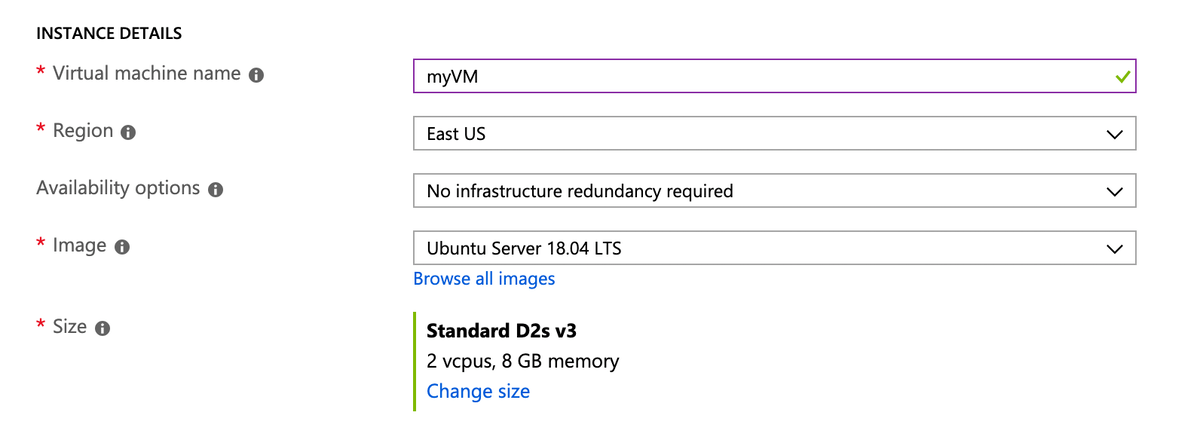 azure instance details