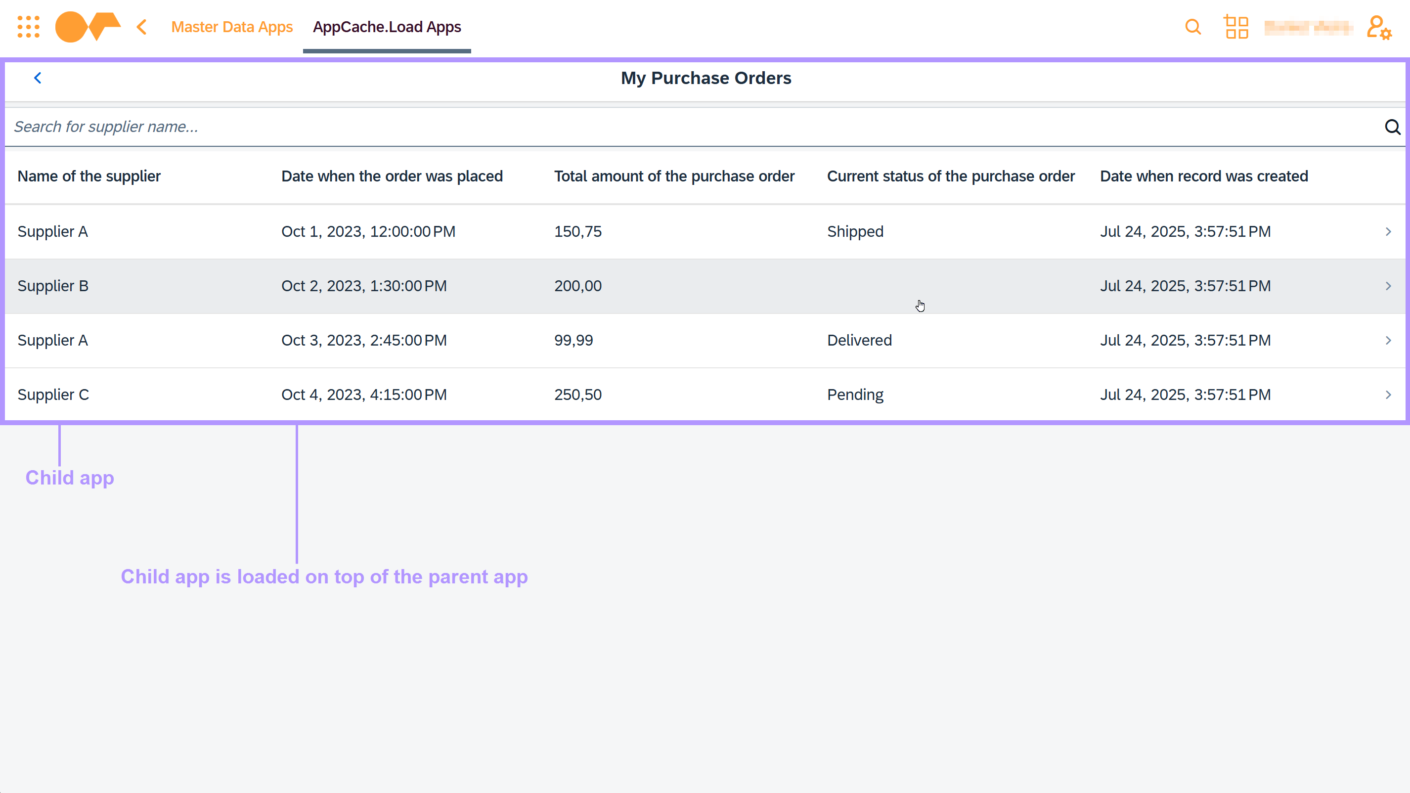 Standalone without onInit scenario: Child app is loaded on top of the parent app