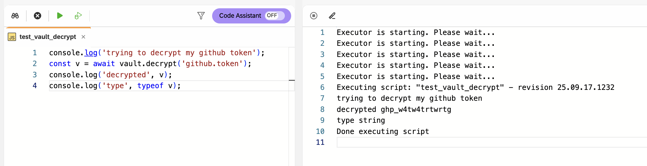 script editor decrypt secret