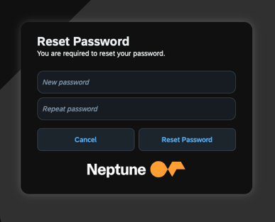 user customer settings reset password