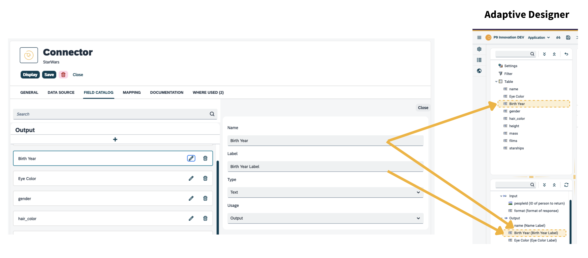 connector in api namemapping