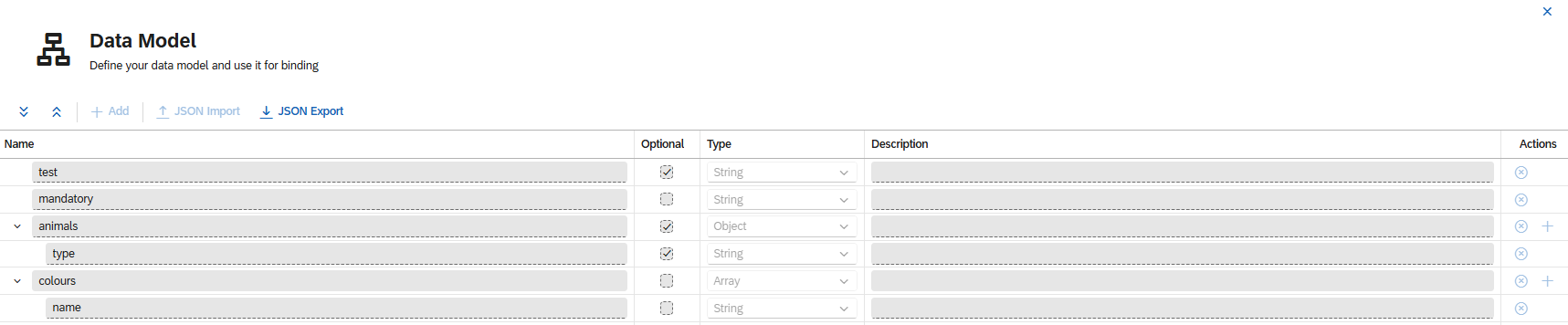 data model with optional column