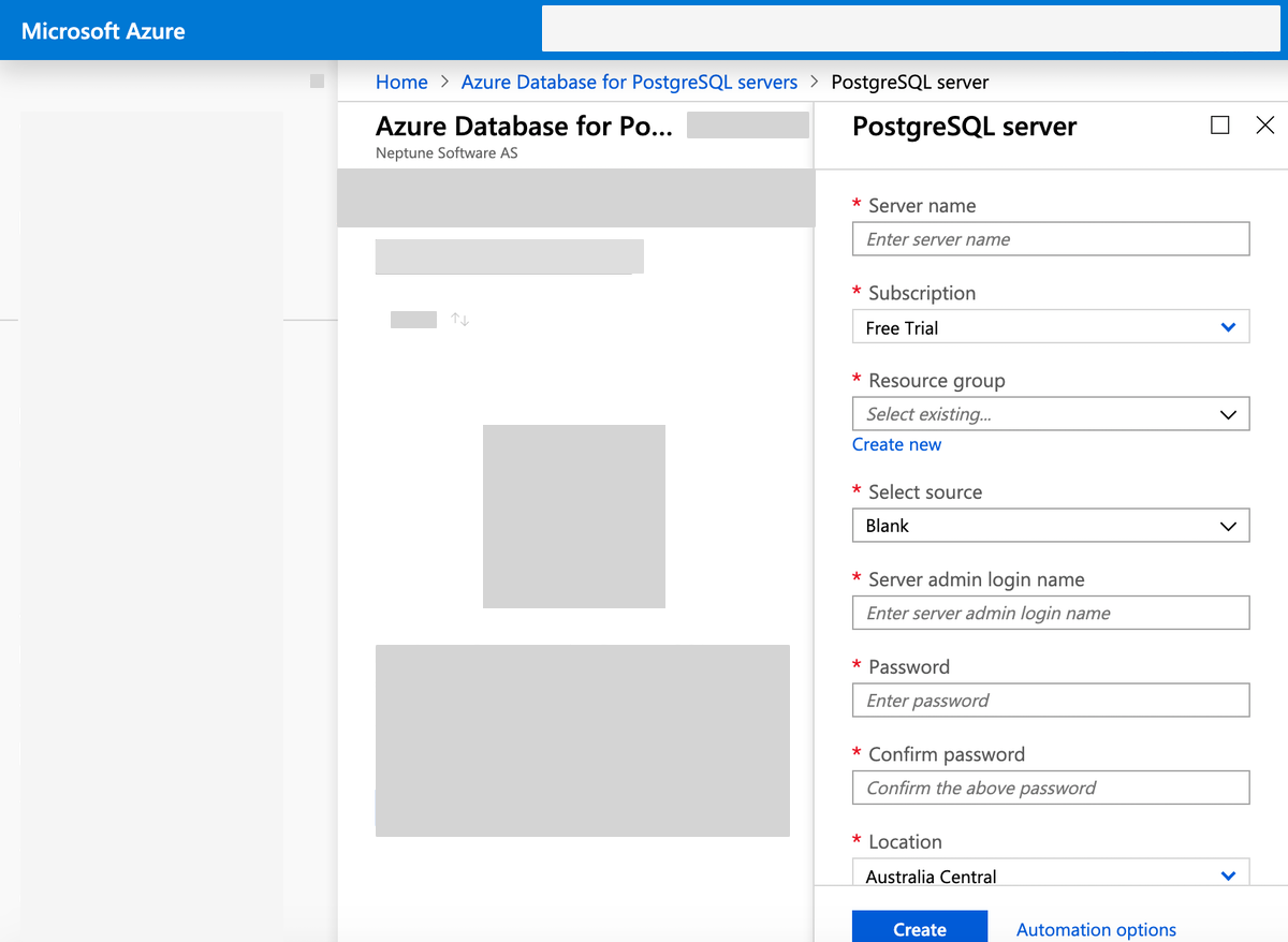 azure postgre settings