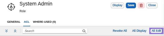 role sysadmin all edit
