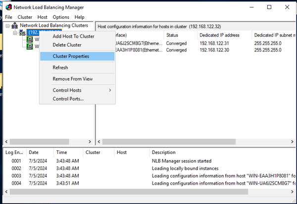 set up default ports update nlb 1