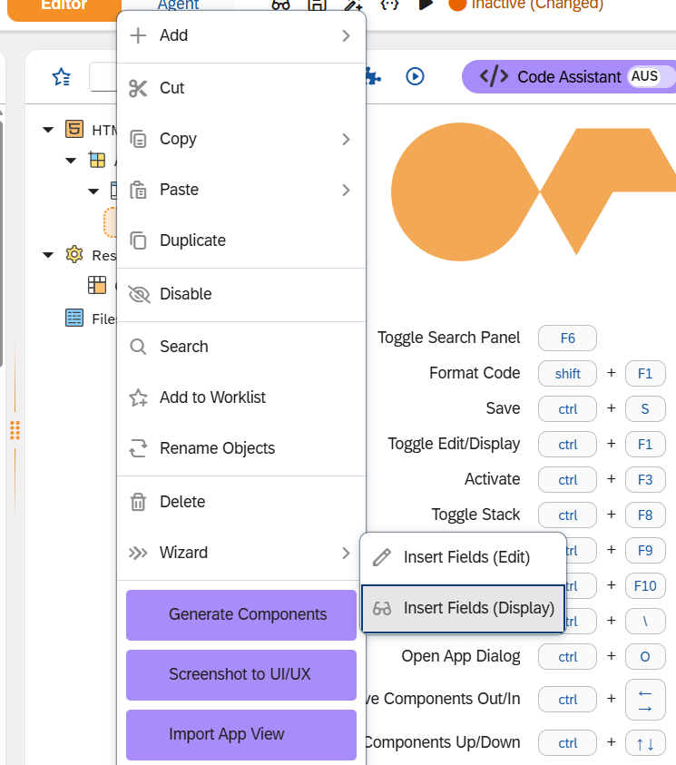 odata source app designer insert fields