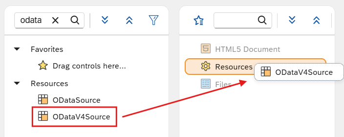 odata source app designer object search