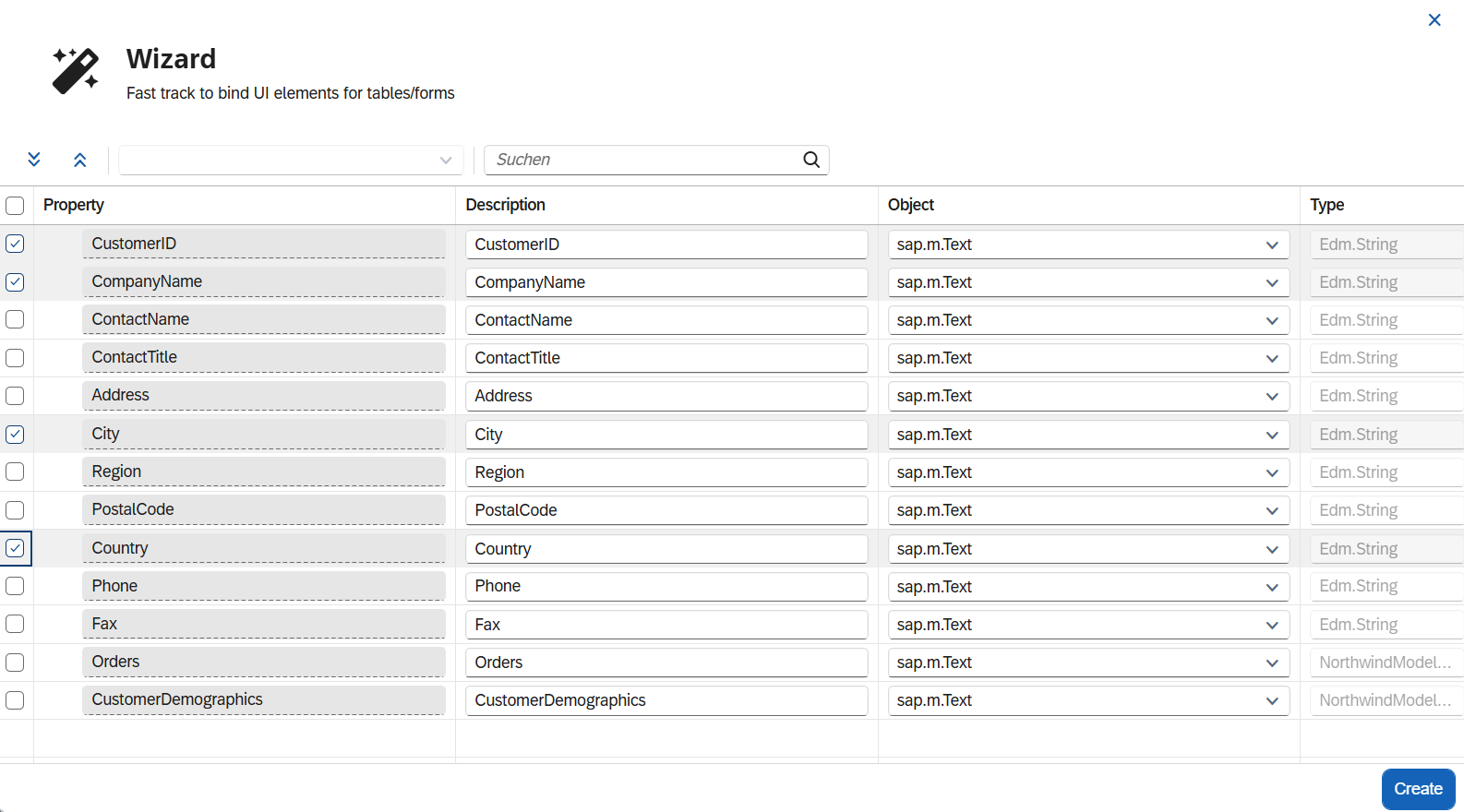 odata source app designer wizard