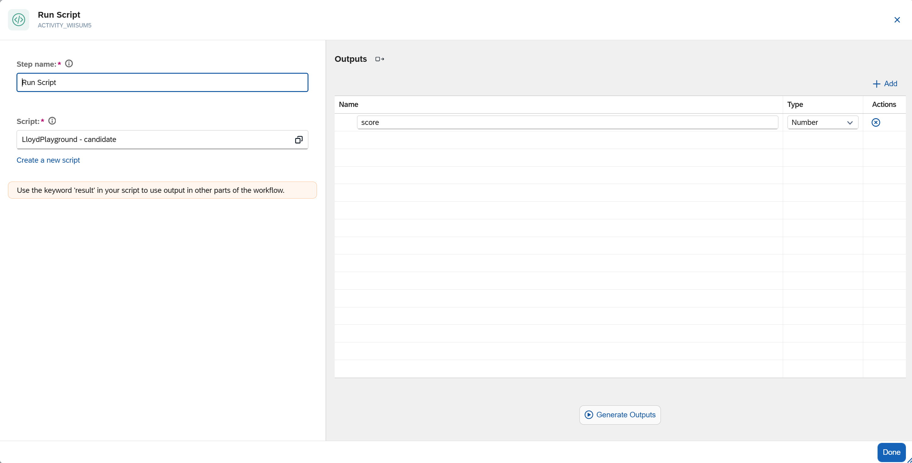 process flows add script expose its output 2