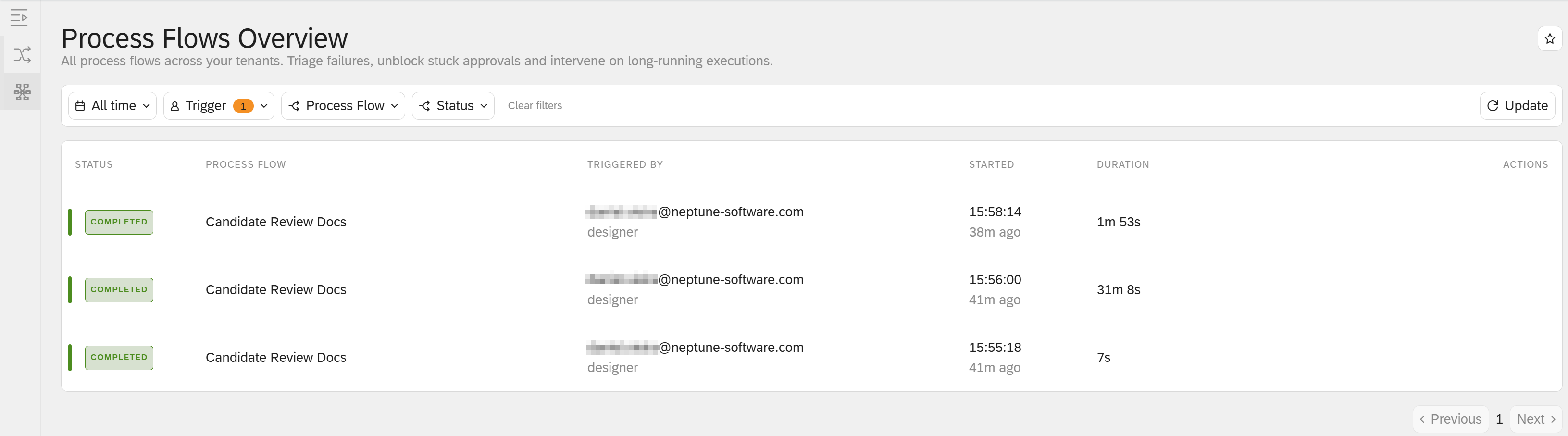 process flows monitor run 1
