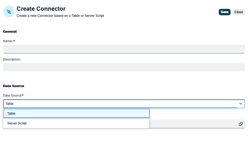 adaptive designer connector select data source