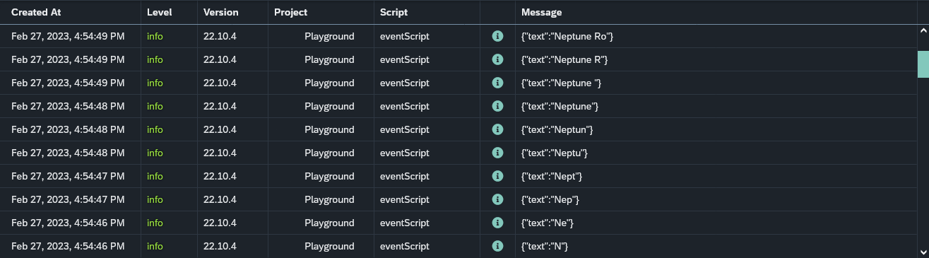 events create script logs
