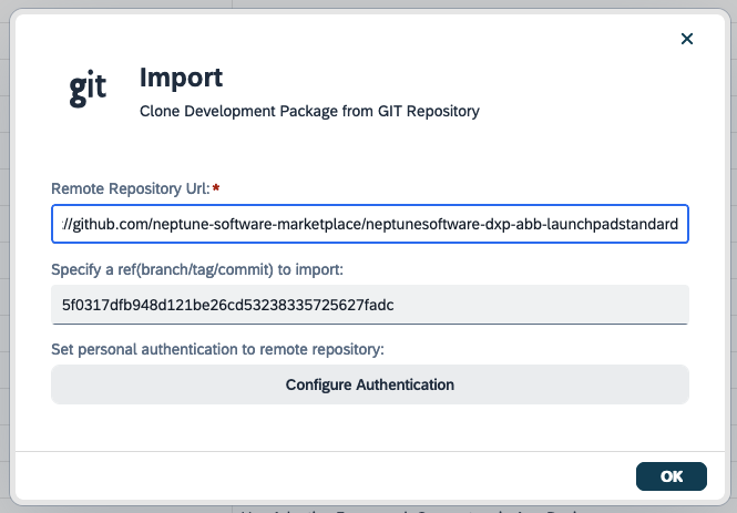 package import git ref