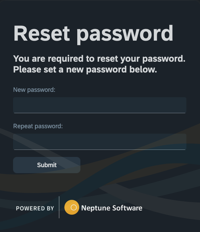 security user set a new password