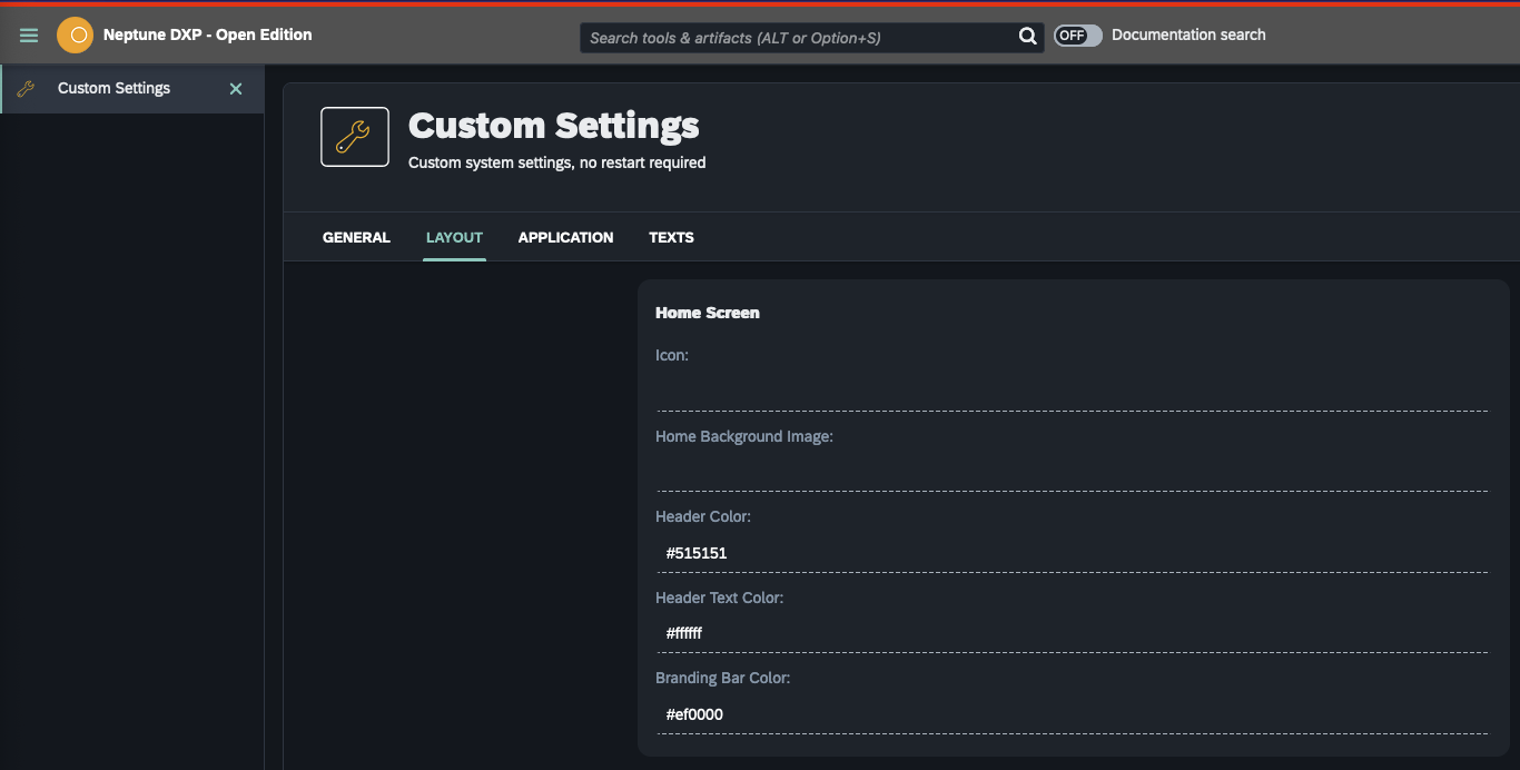 settings layout text colors