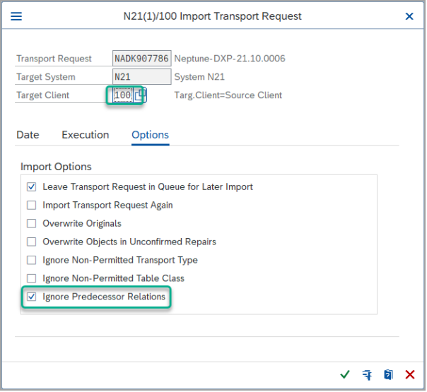 sap import transport request