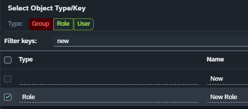 extended audits audit logs search type role on keys of role enabled selected