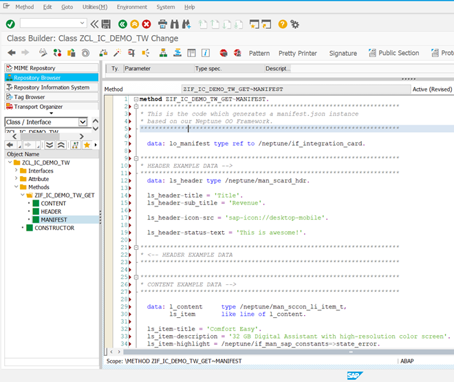 sap edition integration card ABAP code