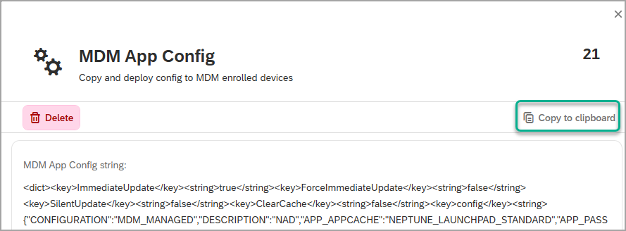 mobile client device mdm cockpit app config