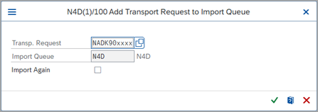 add transport request to import queue