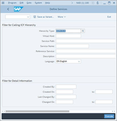 define services screen