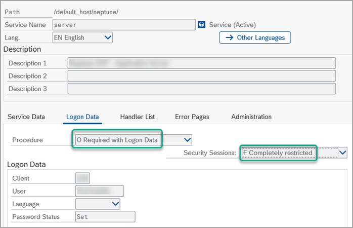icf node setting selection