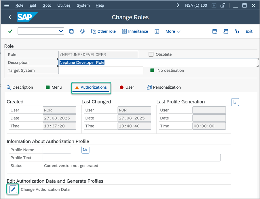 pcfg change roles authorizations