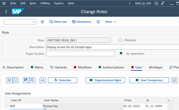 pfcg change roles user