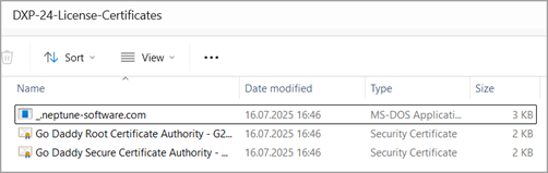 three license certificates