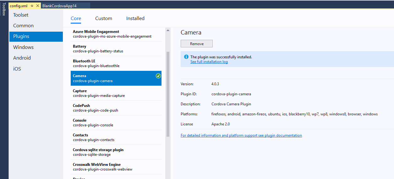 win10client visualstudio blank desiredplugins