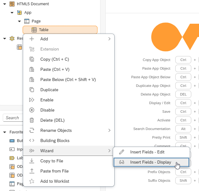 odata source app designer insert fields