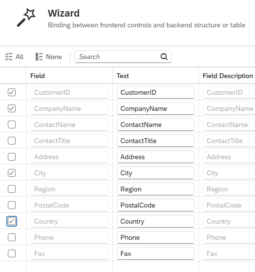 odata source app designer wizard