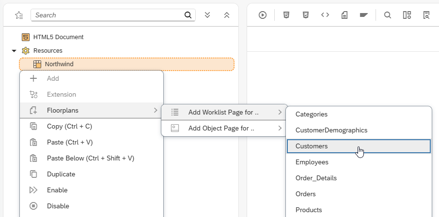 odata source floorplan add worklist