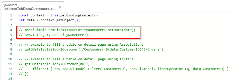 odata source floorplan press script edit