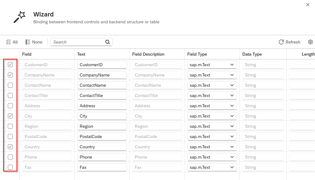 odata source floorplan worklist columns