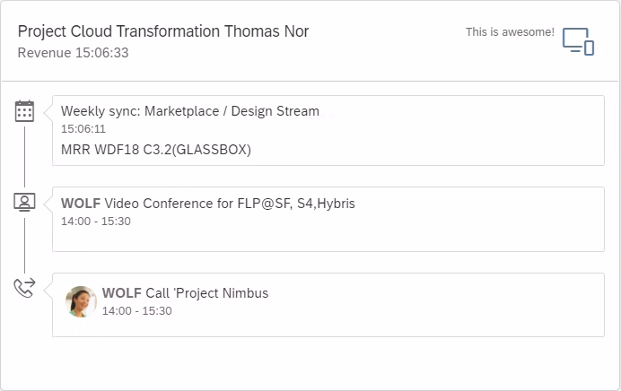 sap edition integration card timeline